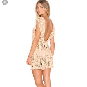 MINKPINK Cream “Color Me Crochet” Cover-Up Romper